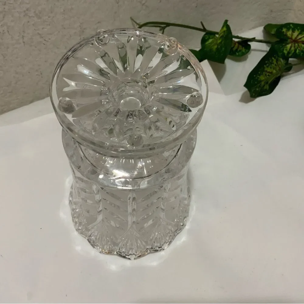 Lead Crystal Etched Hurricane Footed Candle Holder Fifth Avenue Crystal Poland